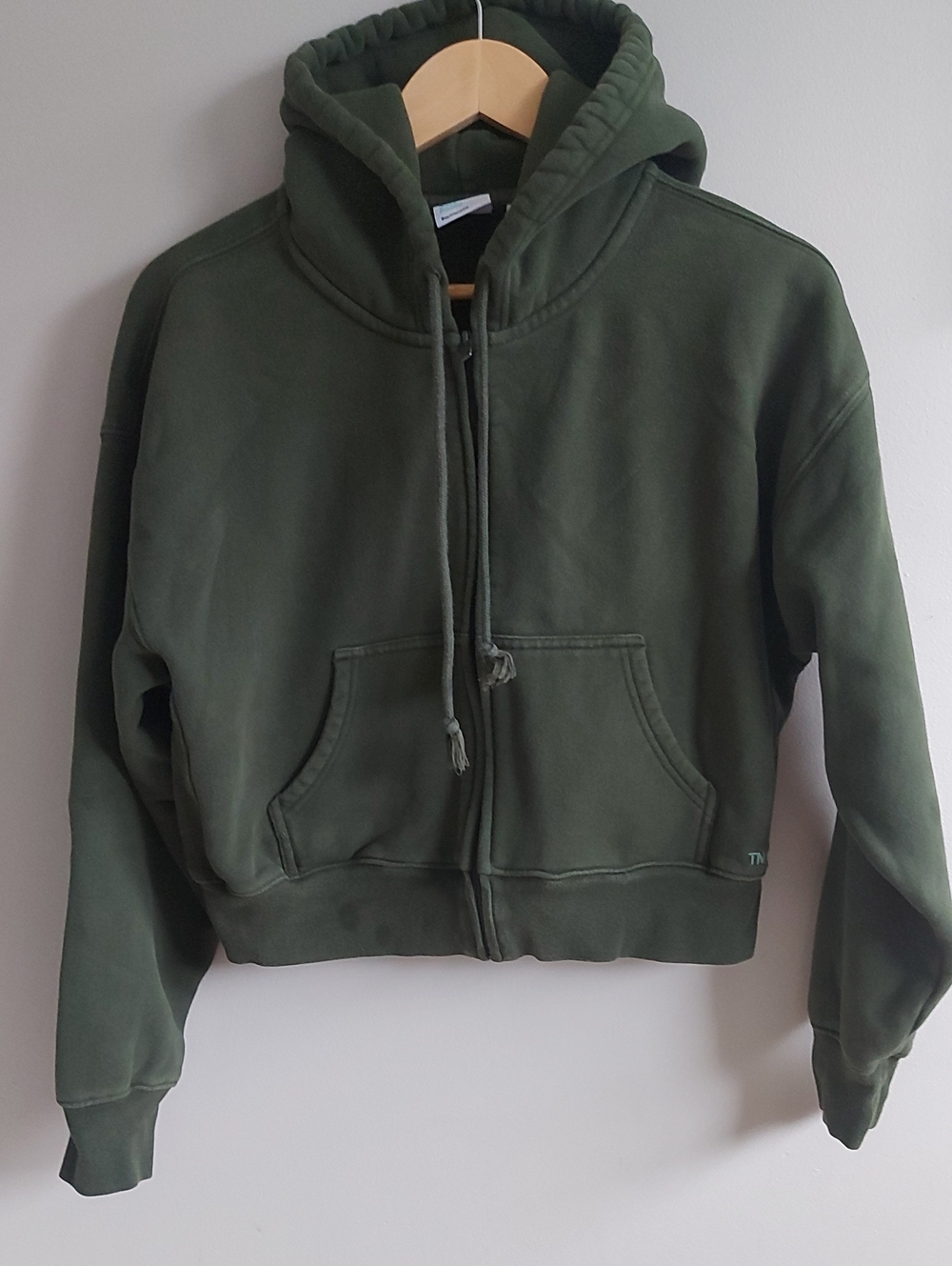 Aritzia Women's Olive Green Zip-Up Hooded Jacket